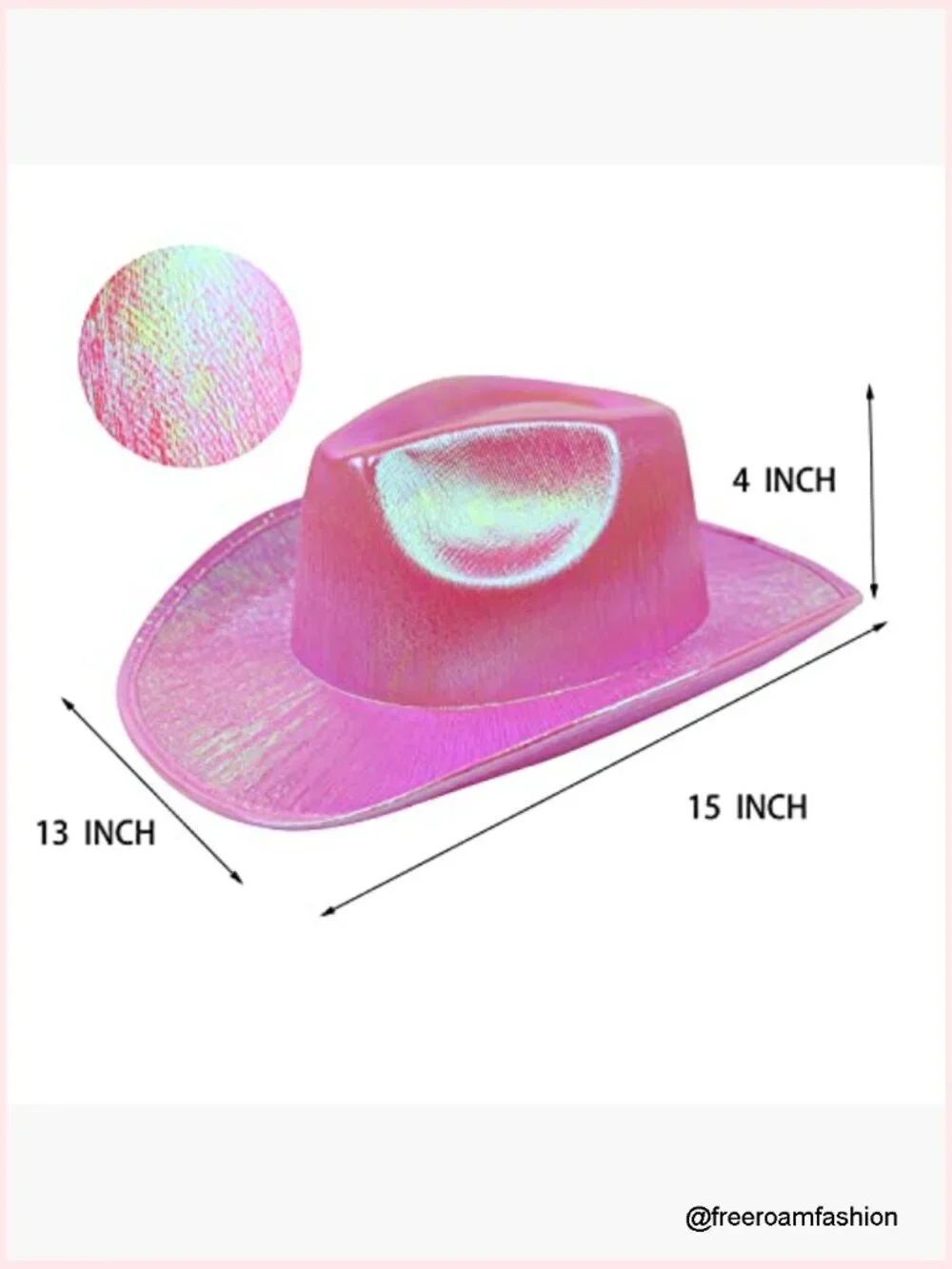 Holographic Glitter Cowboy Hat - Sparkly Cowgirl Hat for Parties & Festivals